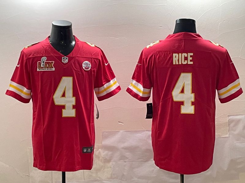 Men Kansas City Chiefs 4 Rice Red Second generations 2025 Nike Limited NFL Jersey style 5
